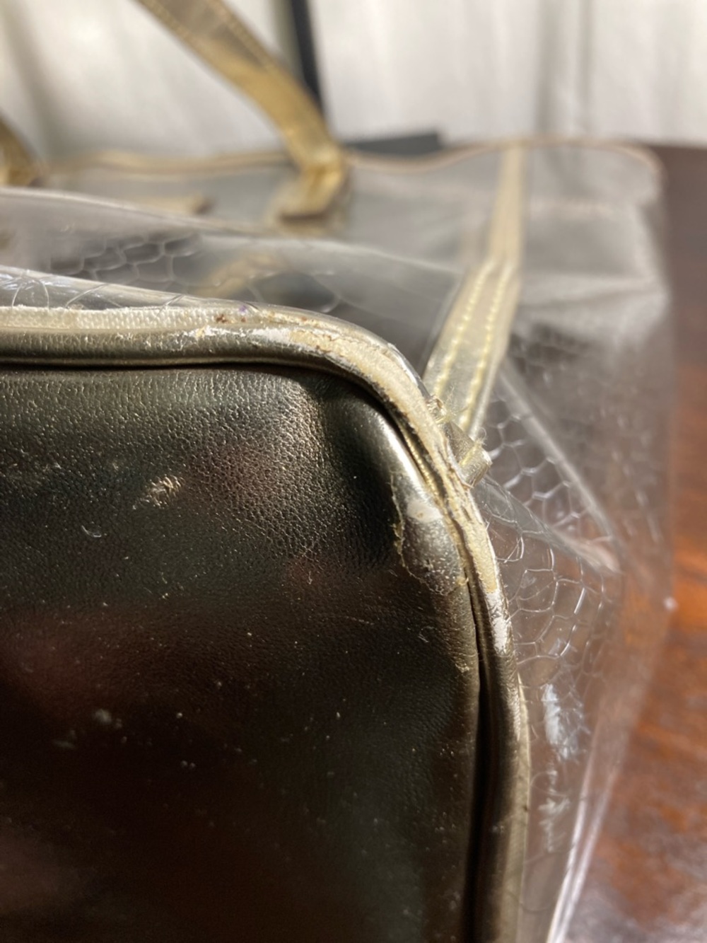 Michael Kors transparent snakeskin pattern Gold Trim Tote Bag - Picture 10 of 14